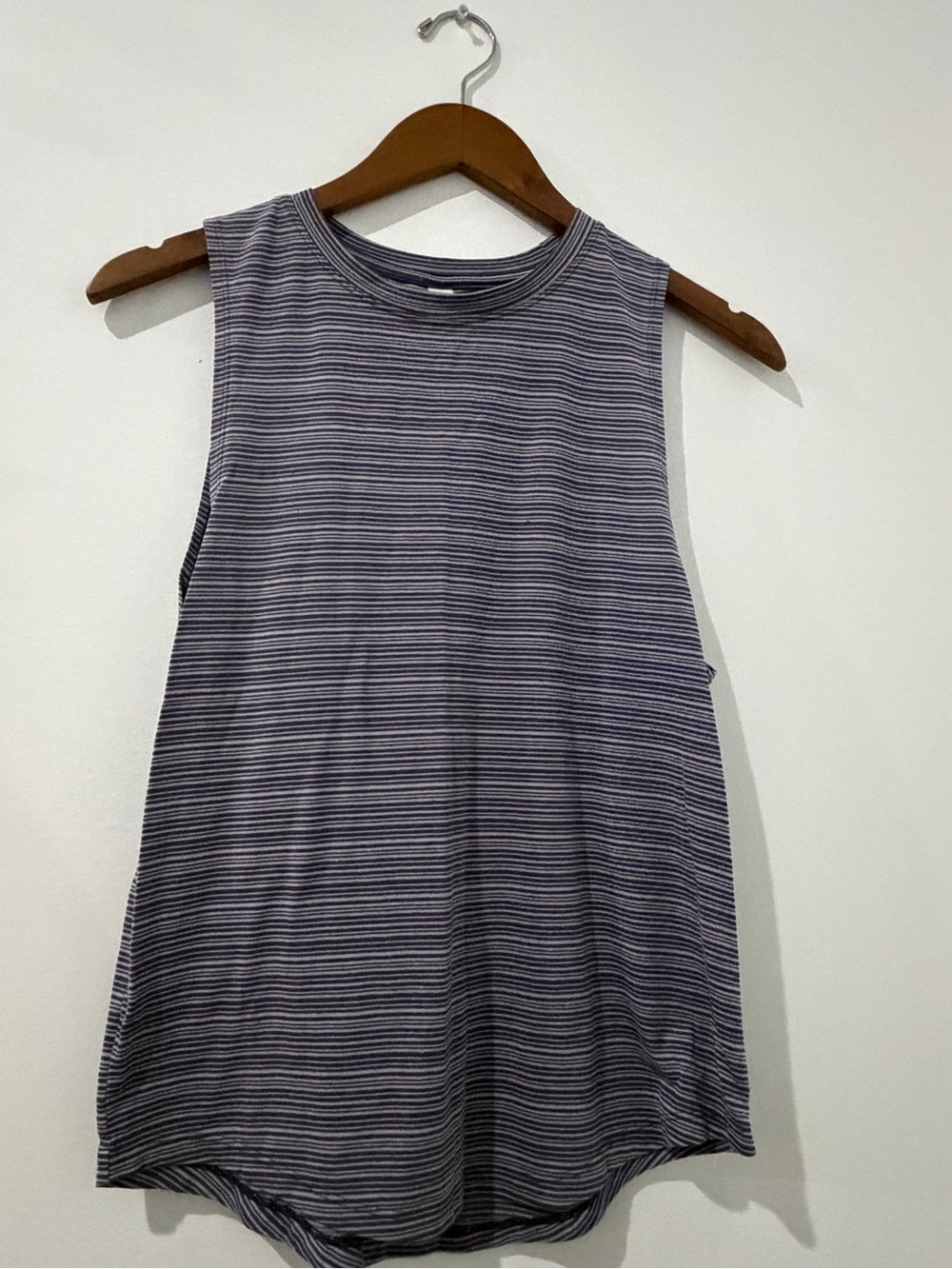 Athleta Navy and White Striped Muscle Tank
